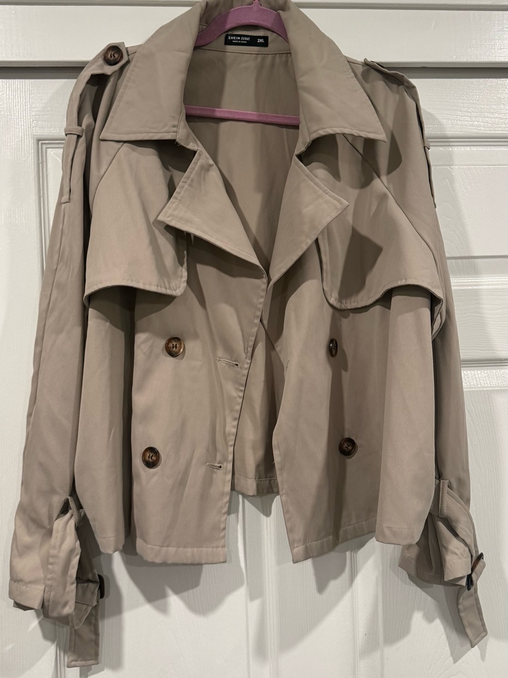 Beige Trench Coat Jacket - shein